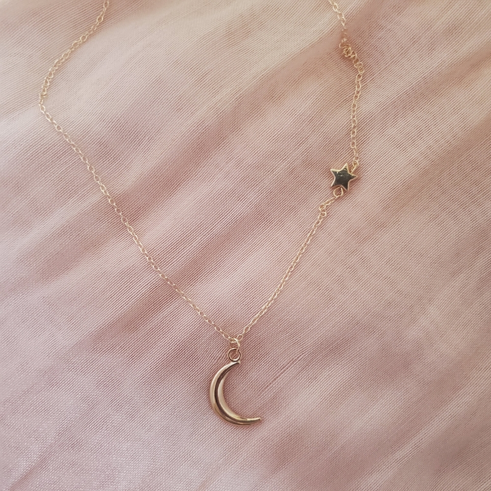 Dainty moon & star necklace